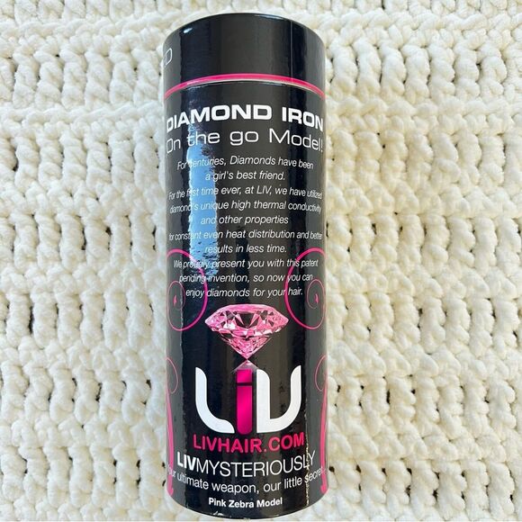 Liv Hair Diamond On The Go Mini Pink Black Animal Print Travel Flat Iron - Picture 1 of 8